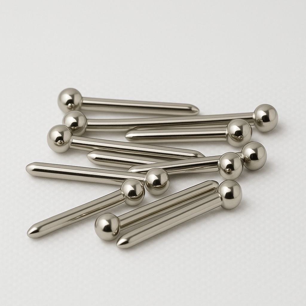 Bellow pins /Round head. Silver 26*2.5.